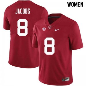 NCAA Women's Alabama Crimson Tide #8 Joshua Jacobs Stitched College Nike Authentic Crimson Football Jersey AY17K31TN